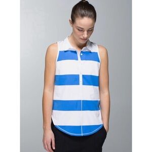 lululemon athletica Blue and White Striped Tank Top sz 4